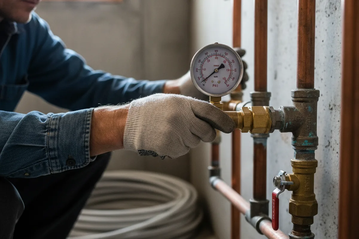 Pressure testing a repaired line during Water Line Repair in Milmay